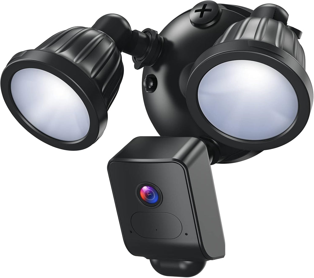 2500 Lumens Floodlight Camera Outdoor Security Cam with Motion-Activated Light White J682767