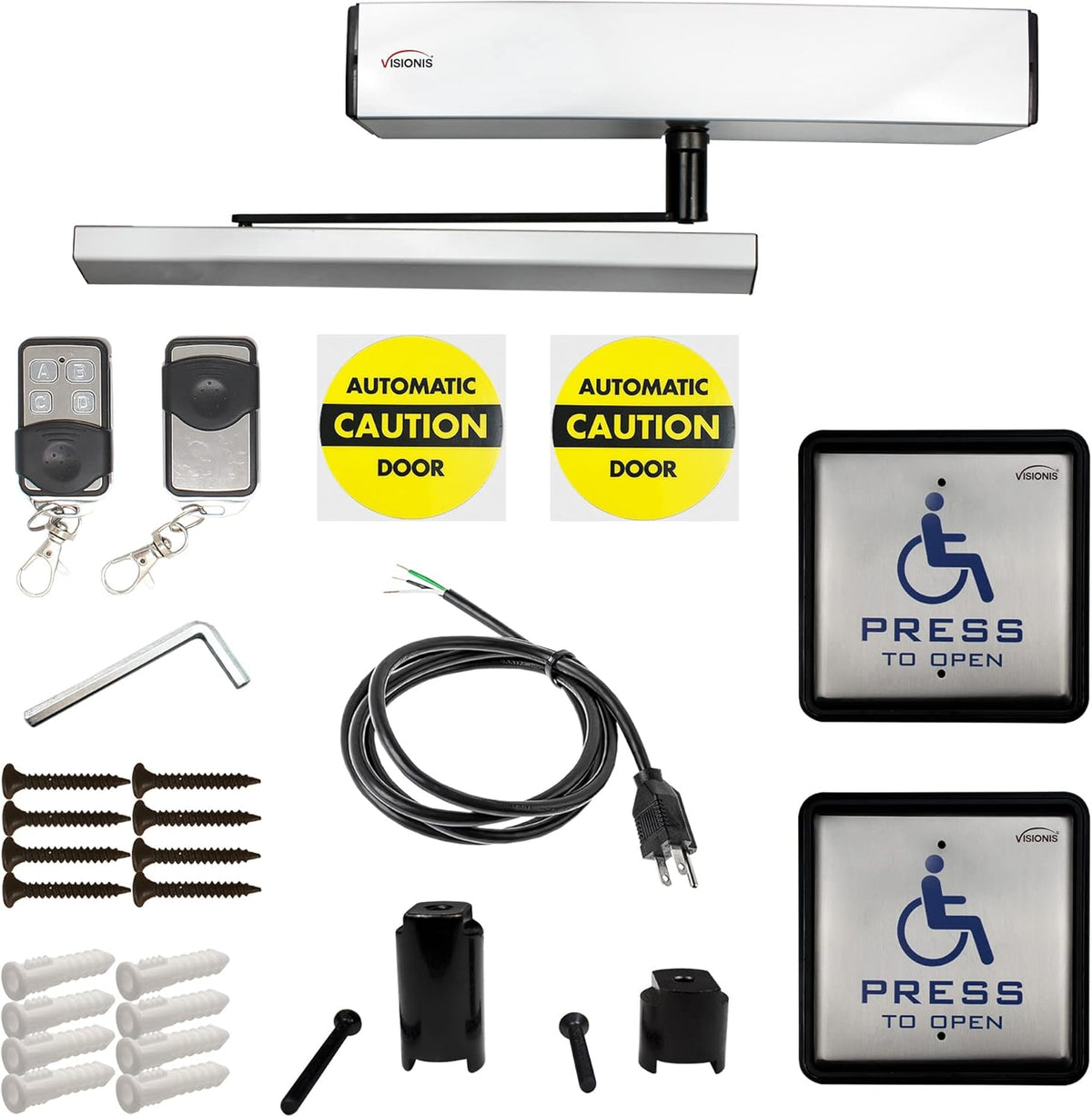 Slim Electric Automatic Door Opener with Built-in Receiver and 2 Wireless Remotes P74242