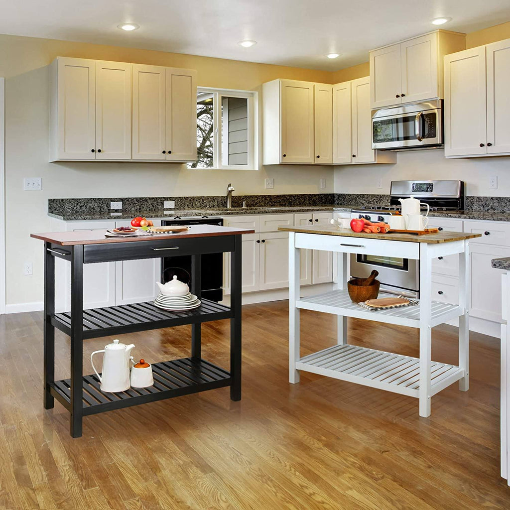 Natural/White Kitchen Island with Solid American Hardwood Top S6991