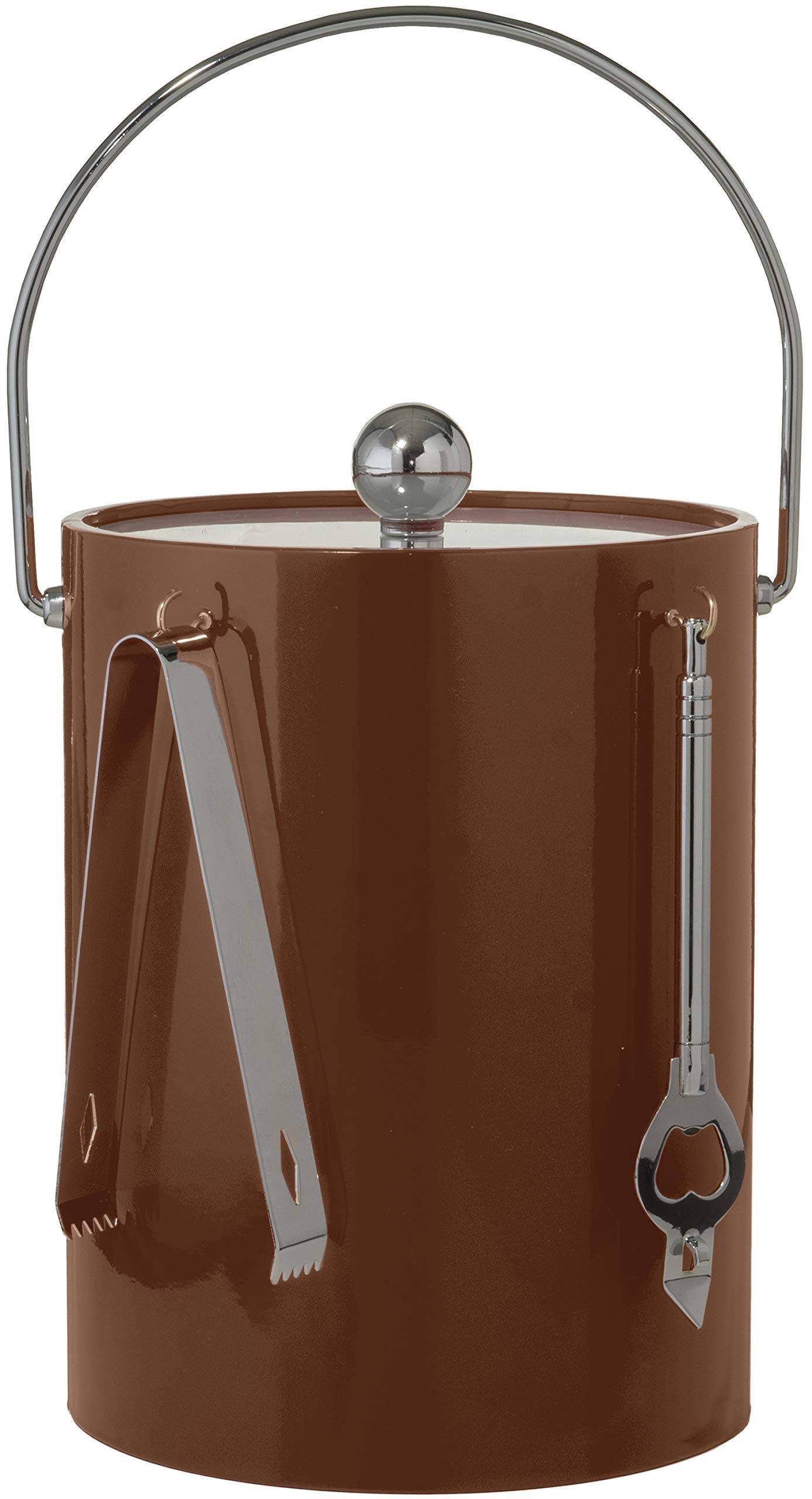 Copper Double Walled 5-Quart Insulated Ice Bucket with Ice Tongs M548433