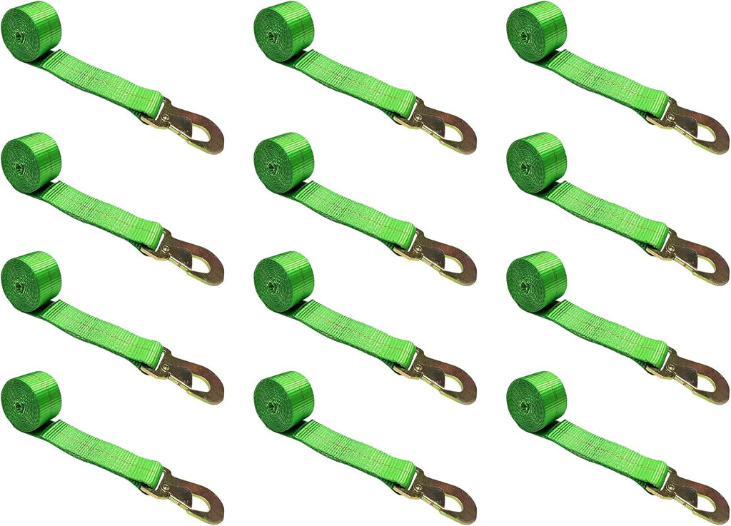 2” x 10 FT Heavy Duty Flat Hook Tie Down Strap (Pink, 10 - Pack) C79190