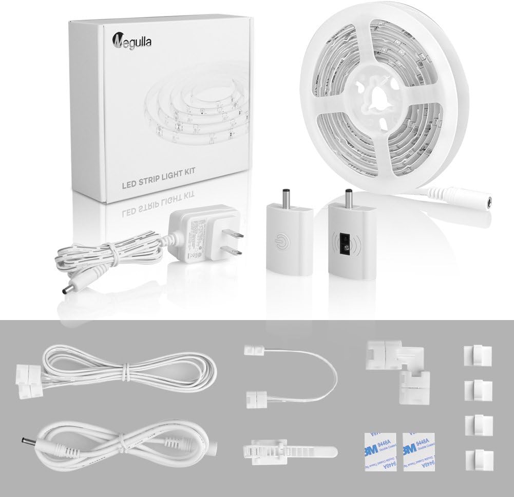 Dimmable LED Strip Light Kit with Power Adapter, Cool White 6000K M8330