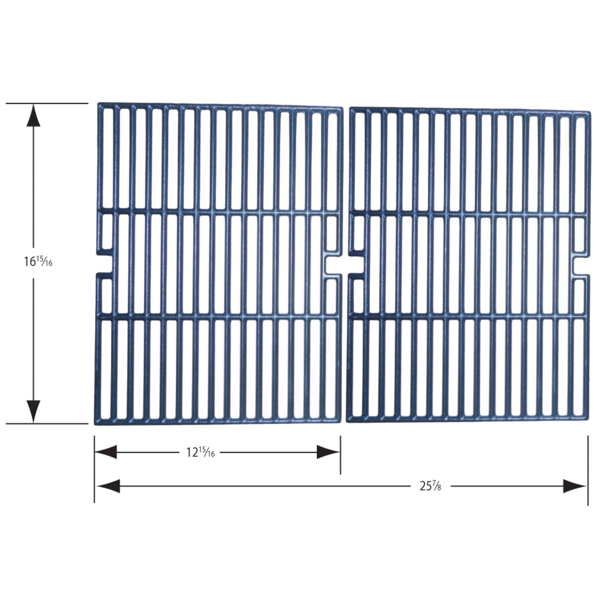 2pc Matte Cast Iron Cooking Grid for Gas Grills 24.75x22 B18458