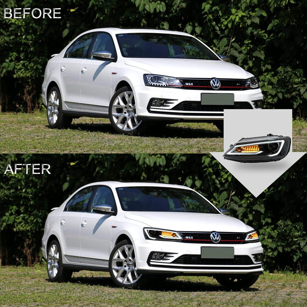 Headlight Assembly for Volkswagen JETTA 2012-2018 with DRL Sequential Turn Signal Full LED U78893