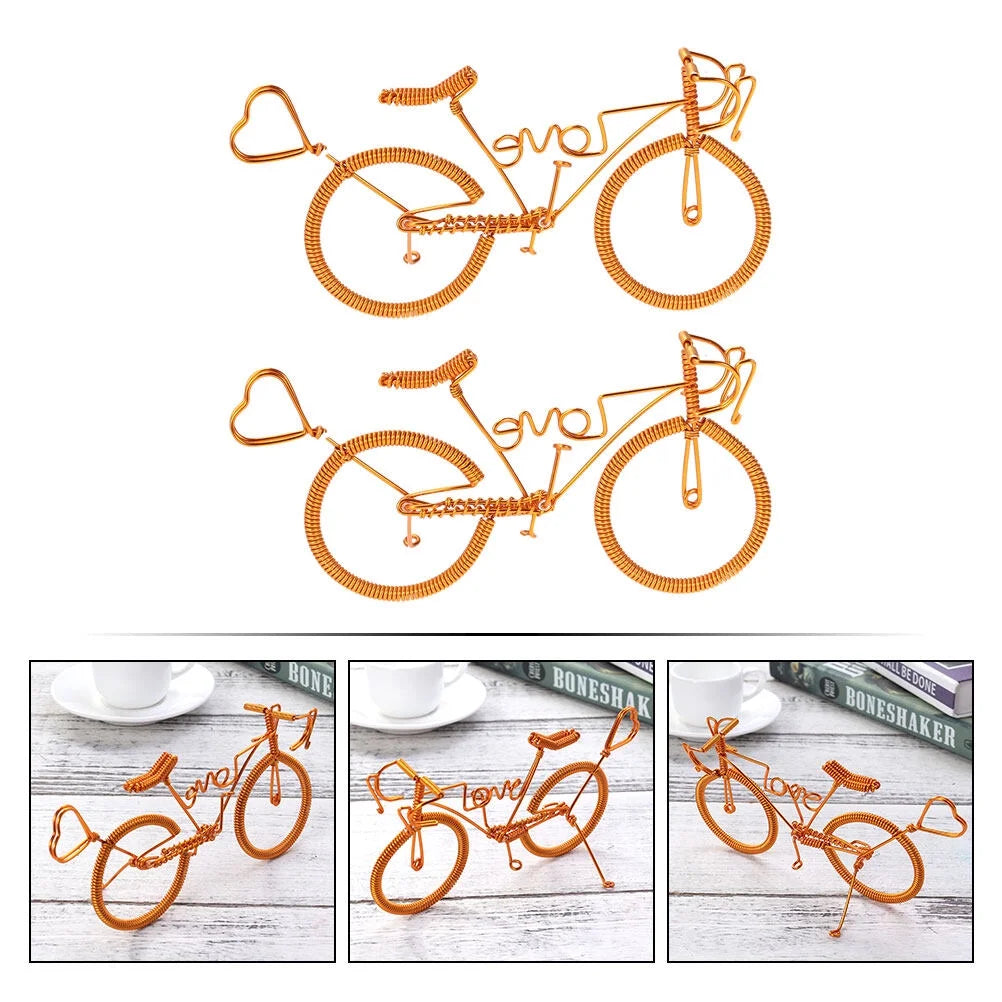 2pcs Metal Bike Model Figurines Home Ornaments U8250
