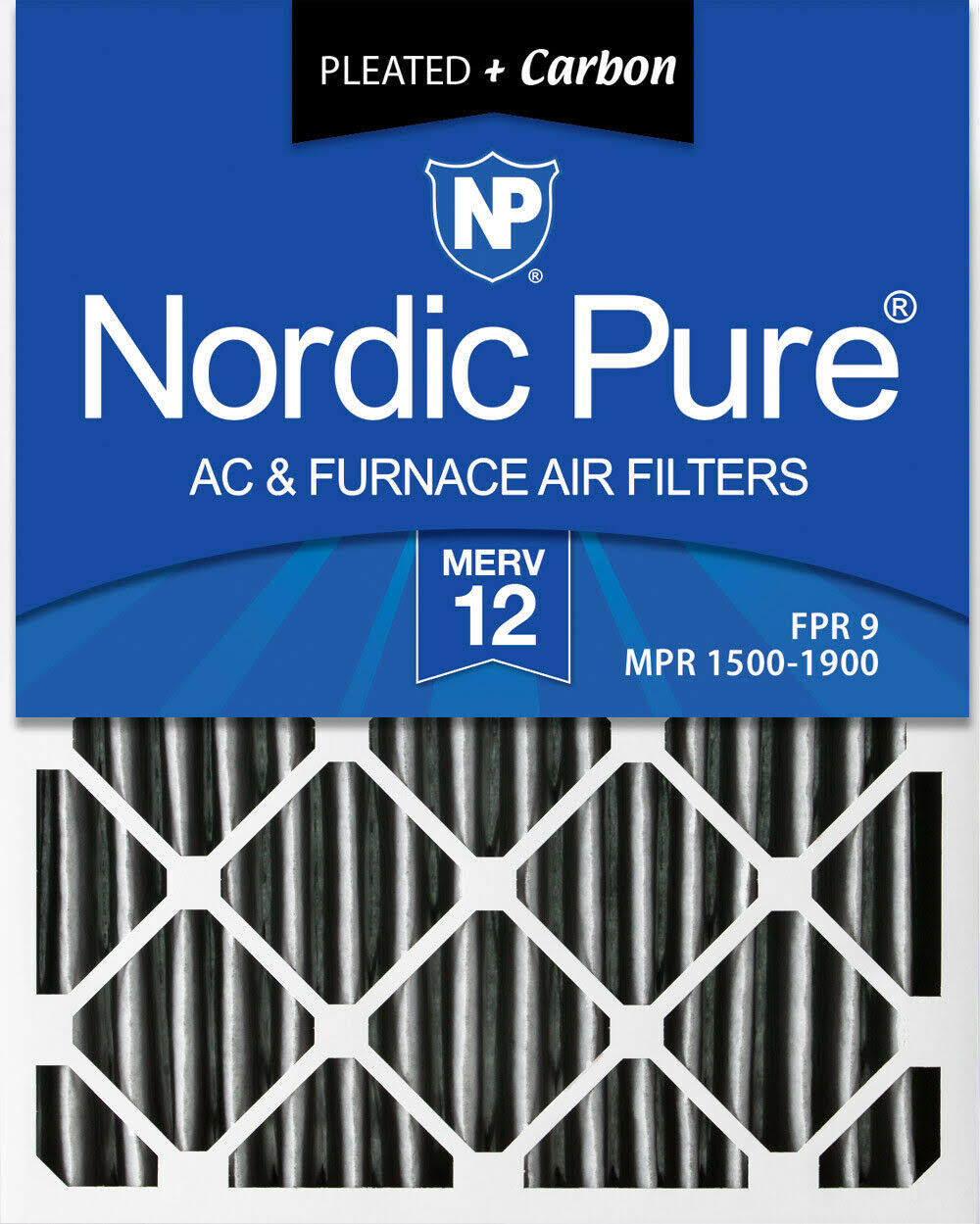 20x25x4 MERV 12 Pleated Carbon Air Filters 6 Pack S9649