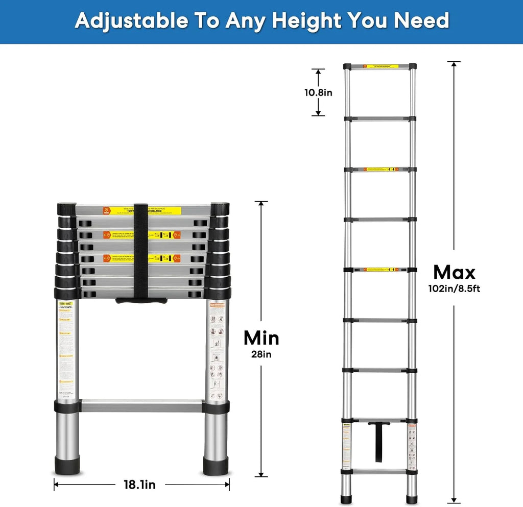12.5FT Aluminum Telescoping Ladder with Non-Slip Feet I742478