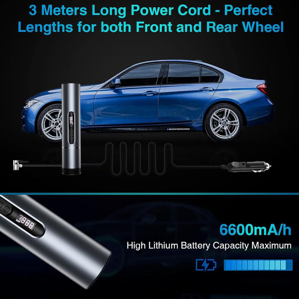 Handheld Air Compressor Portable Inflator, 6600mAh Rechargeable 120PSI Tire Pump with LED Display R229306