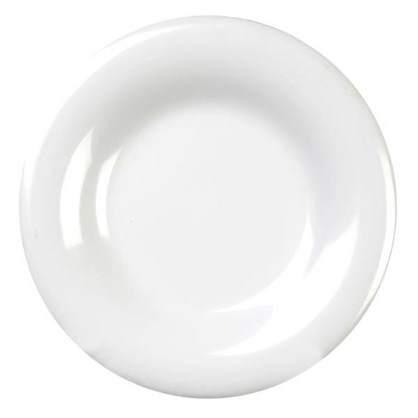 White 7 5/8x22 Wide Rim Plate, Melamine, Pack of 6 N70748