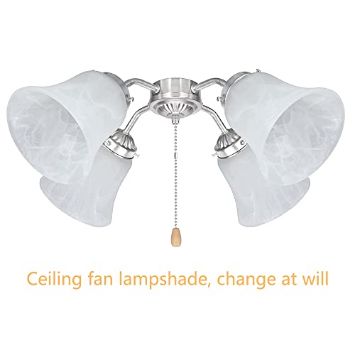Set of 4 Clear & Frosted Glass Ceiling Fan Light Covers, 2-1/8" Fitter Size, 4-4/5" high x 5" Diameter O27701