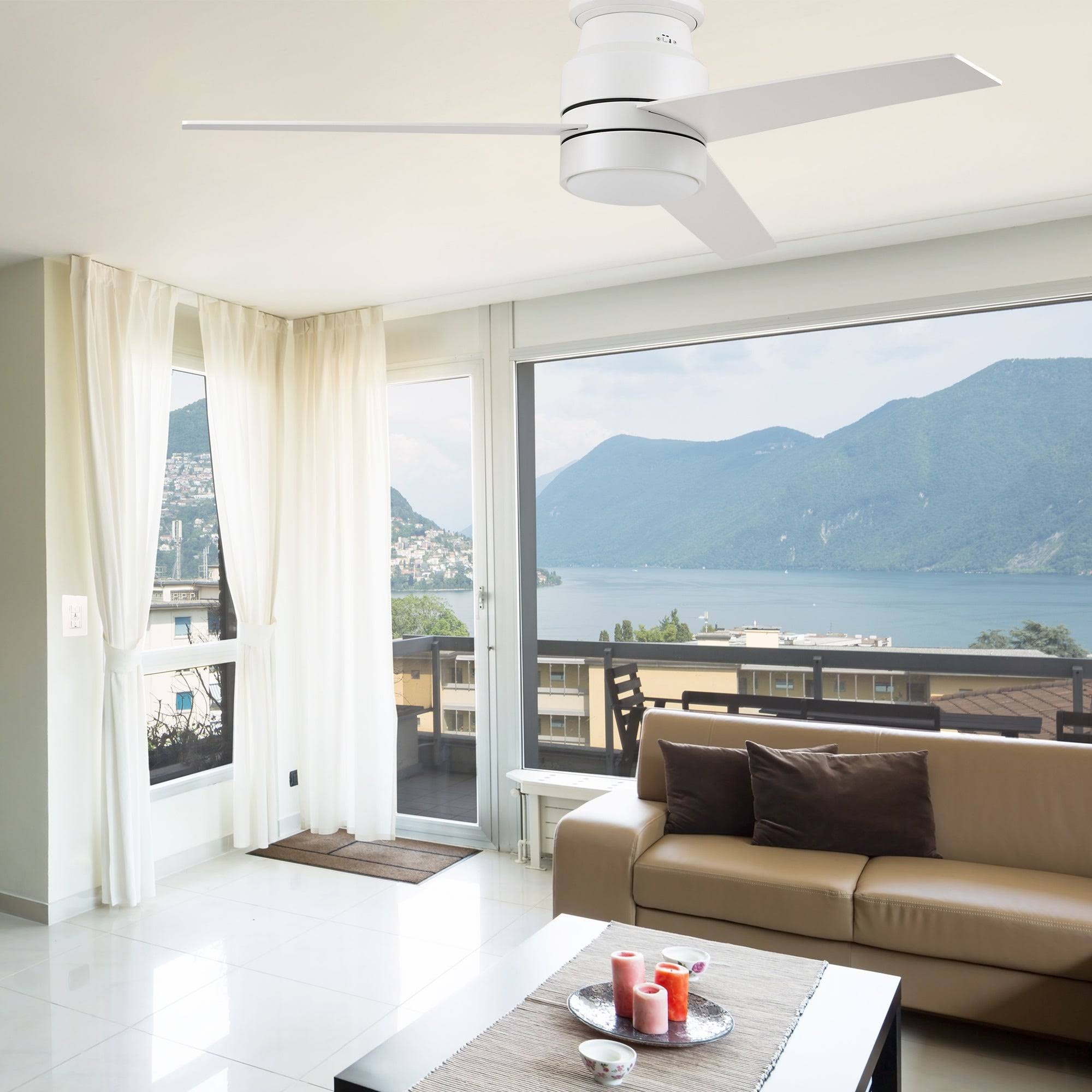 Gold LED Smart Ceiling Fan with Light Kit and Wall Control K971409