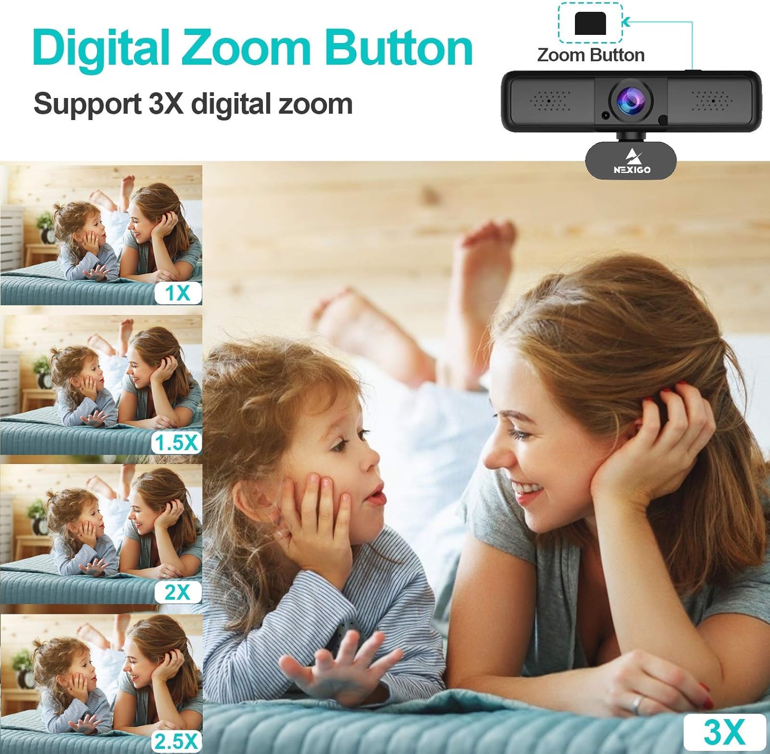 2K 4MP Zoomable Webcam with Privacy Cover & Dual Microphone O965298
