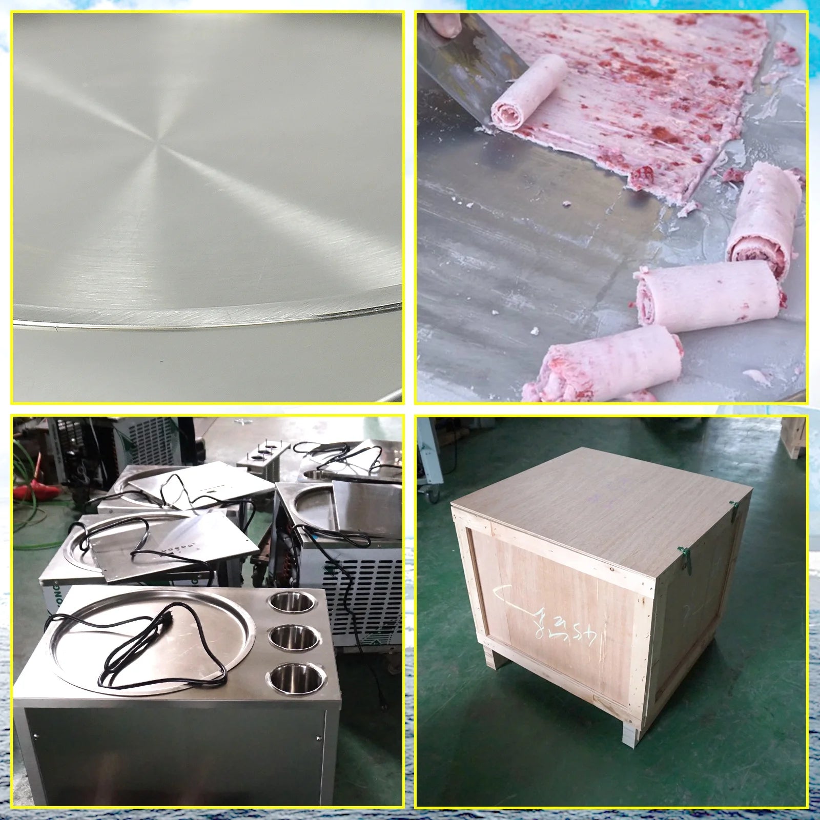 18'' Round Ice Pan Ice Cream Roll Machine, 3 Tanks X8456