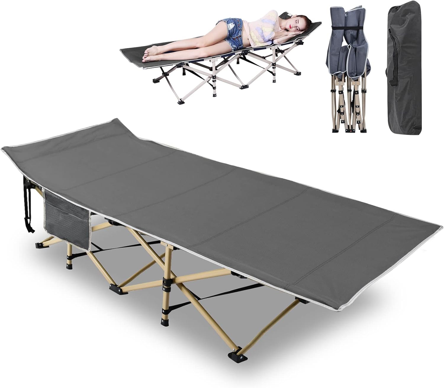 Double Layer 1200D Folding Camping Cots with Carrying Bag N667