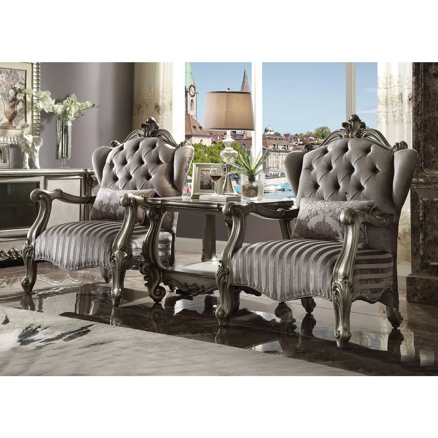 Antique Platinum End Table F9673