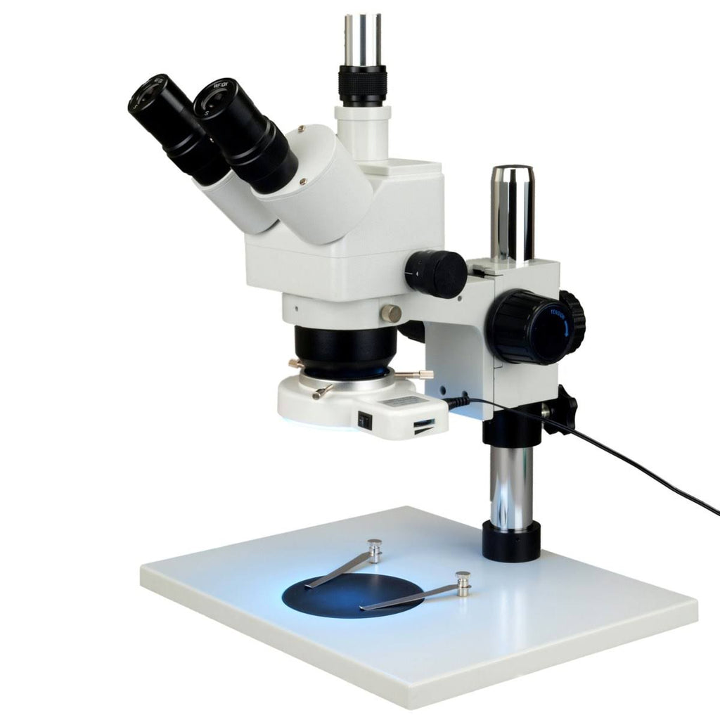 Trinocular Zoom Stereo Microscope with 0.5X Auxiliary Lens and 56 LED Ring Light B24133