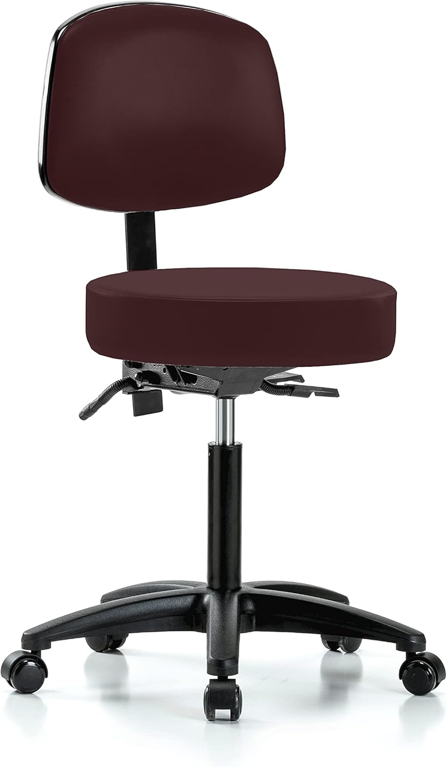 Rolling Height Adjustable Doctor's Stool with Back and Footring F384181