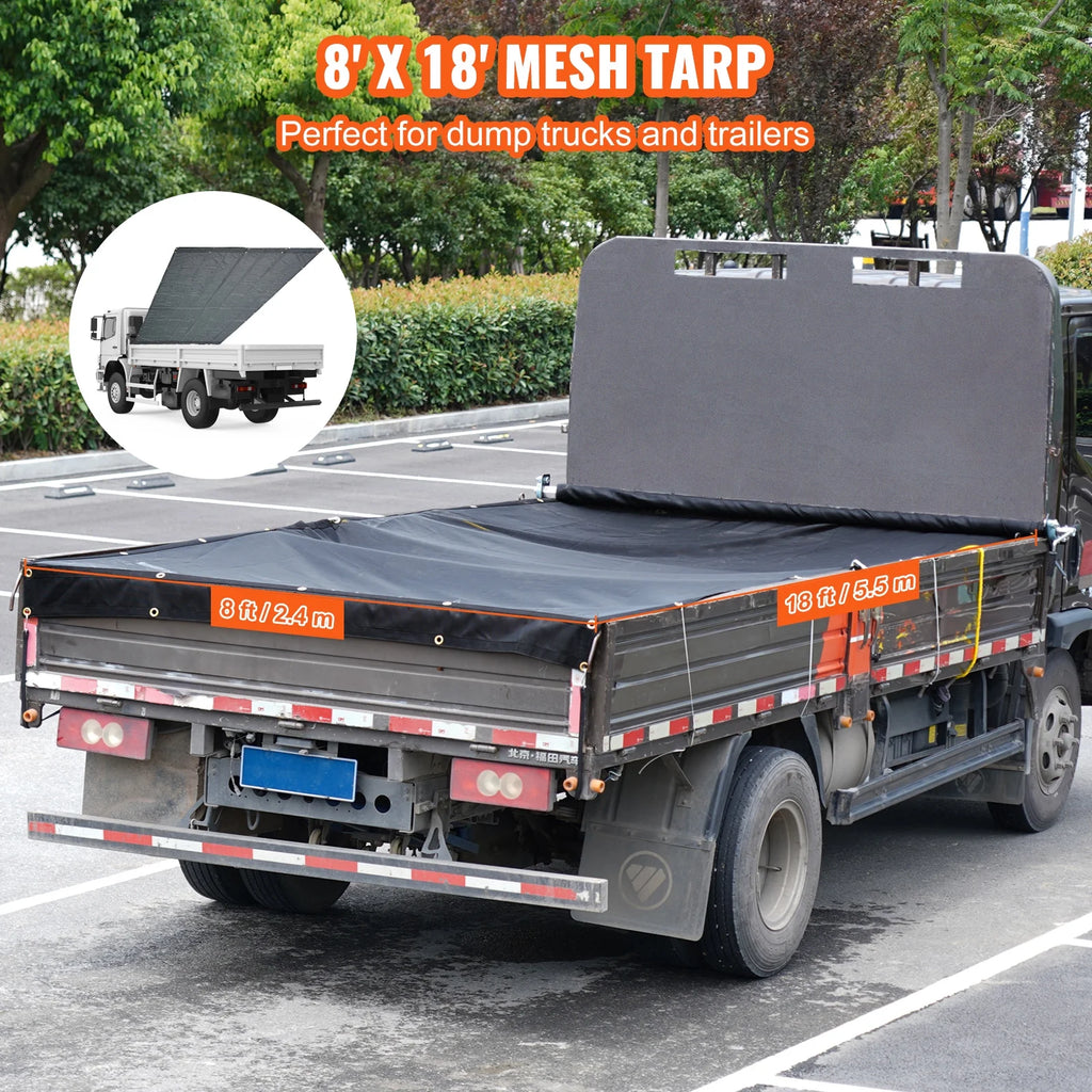 8 x 18 ft PVC 18oz Dump Truck Tarp Mesh Tarp S269