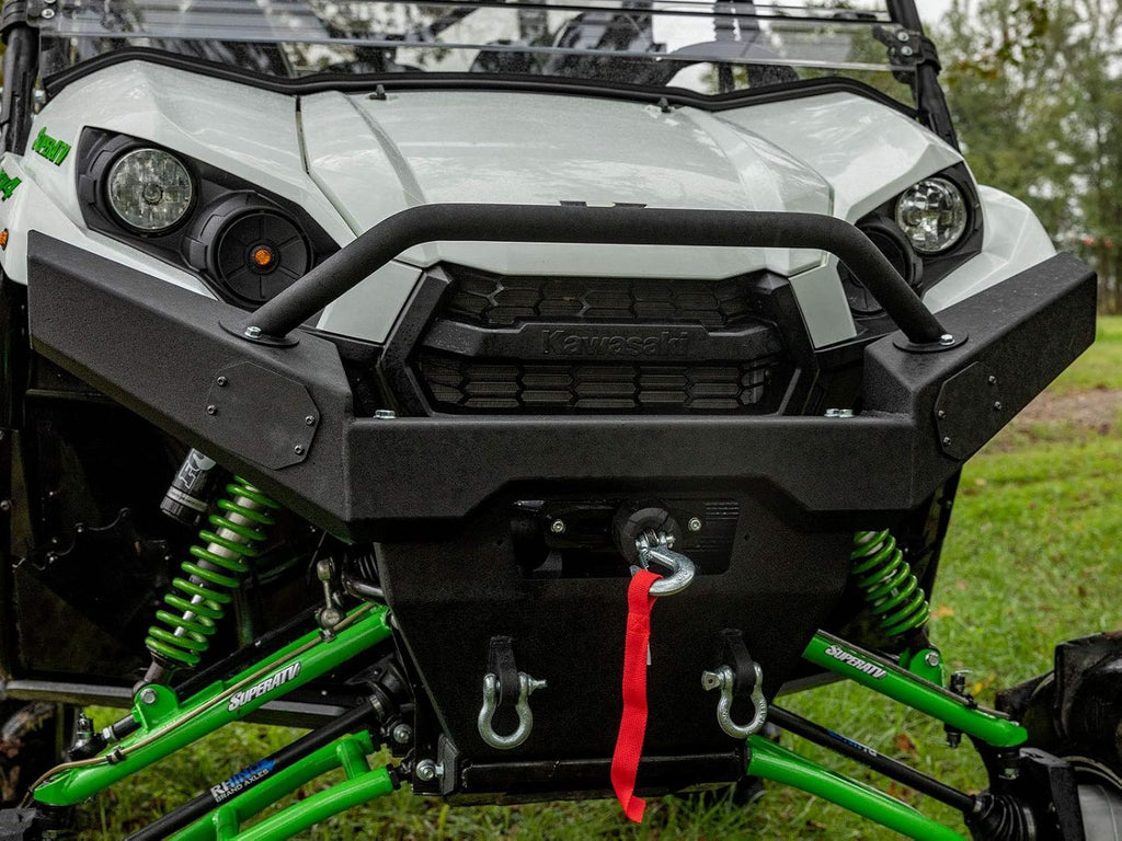 Wrinkle Black Steel Front Bumper with Tow Hooks X2385