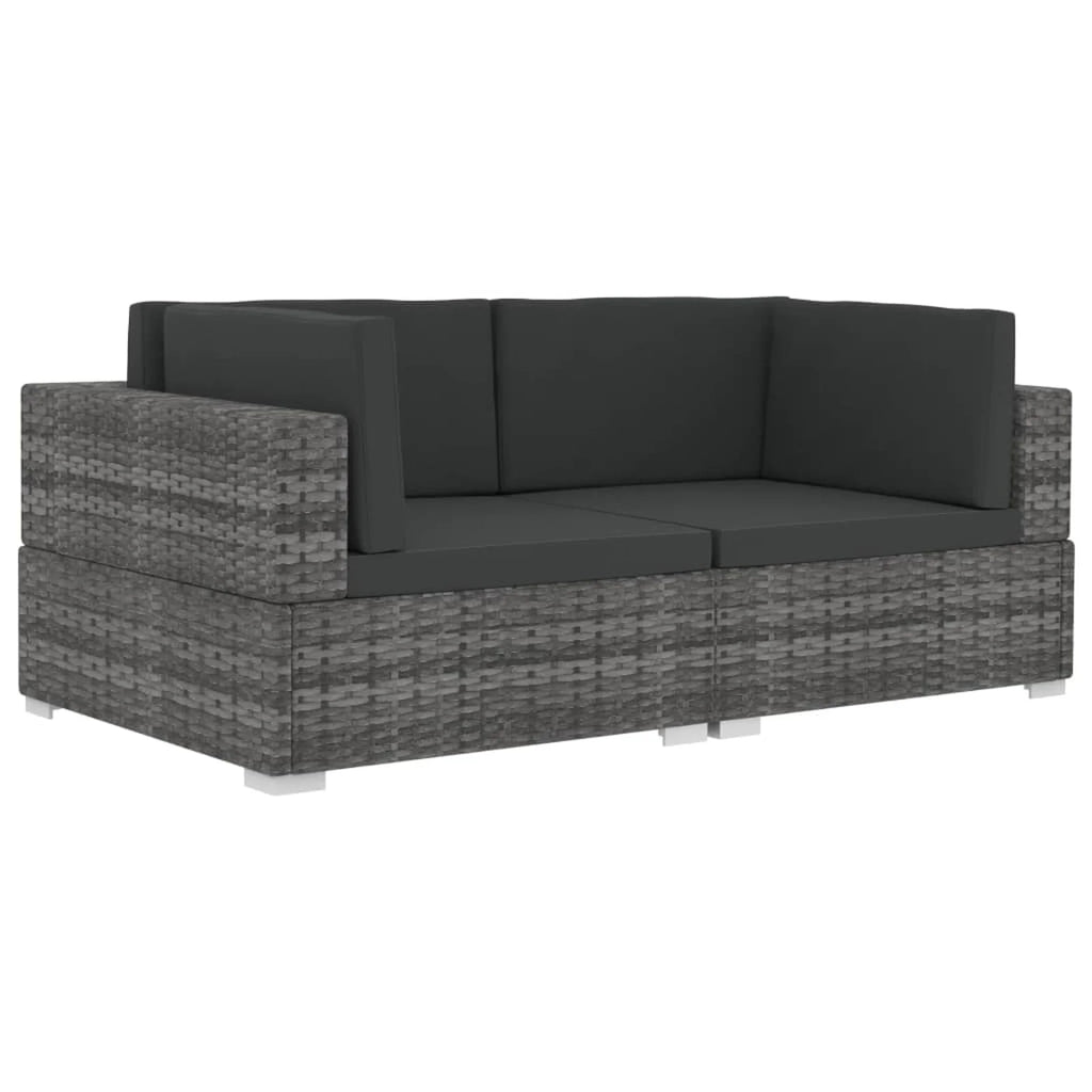 Set of 2 Gray Poly Rattan Corner Sofa with Cushions X545975