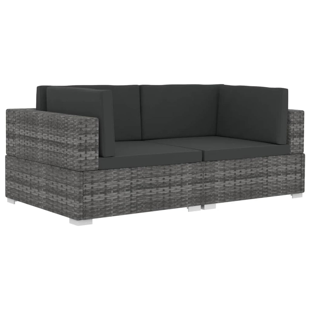Set of 2 Gray Poly Rattan Corner Sofa with Cushions X545975