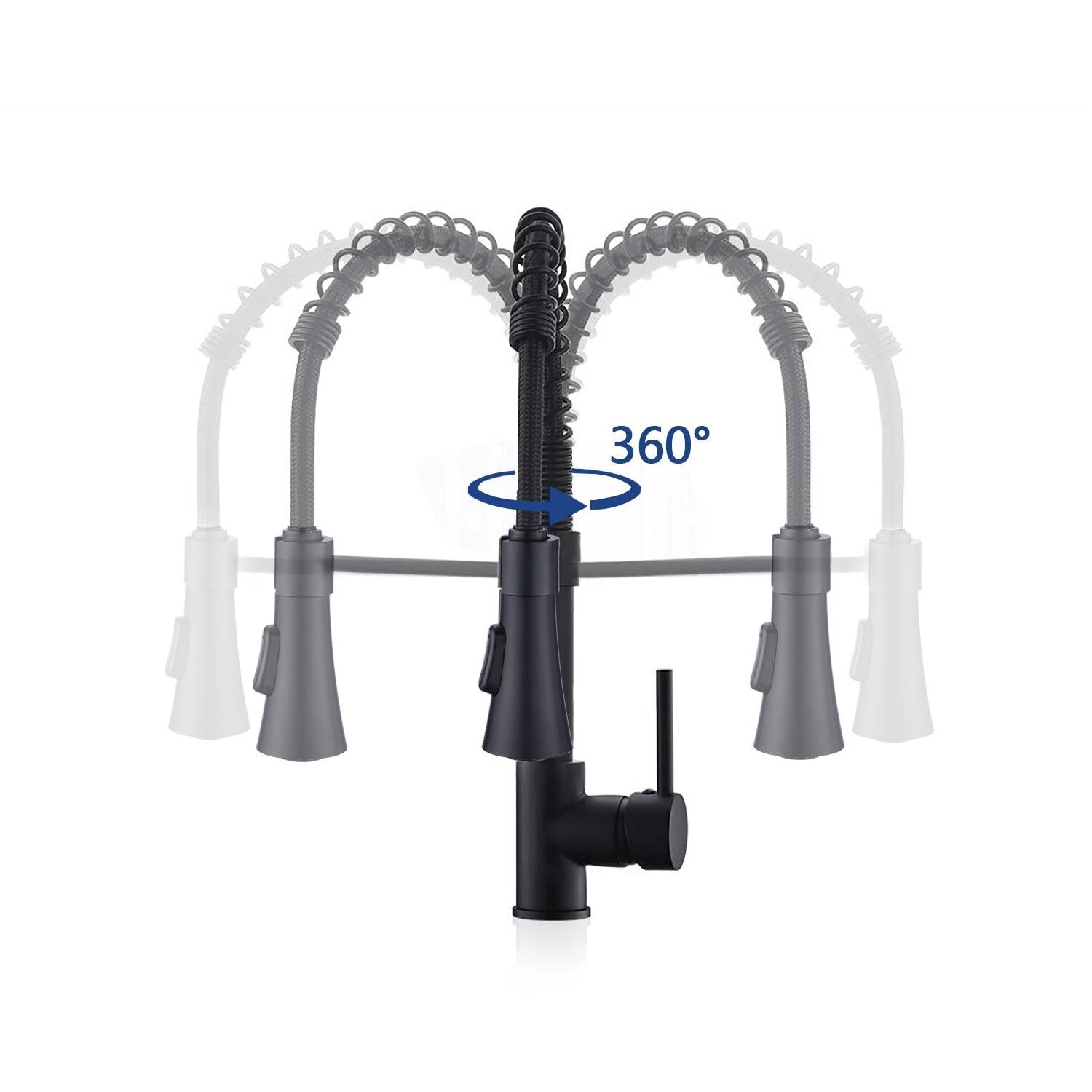 Black Kitchen Sink Faucet with Deck Plate V5947