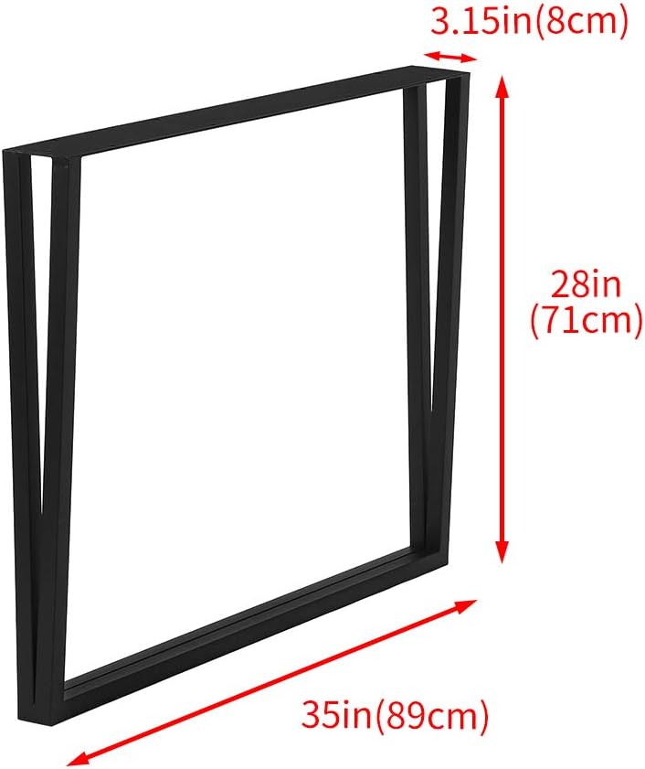 28” Height 18” Wide Black Metal Table Legs 2 PCS S973