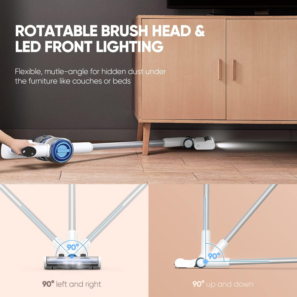 Cordless Stick Vacuum Cleaner 25KPa 320W 60mins Detachable Battery LED Headlights P383469
