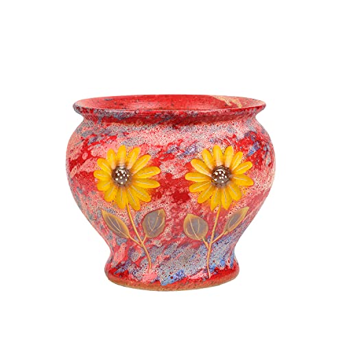 9 Inch Hand Painted Ceramic Planter Pot with Drainage Hole Y320
