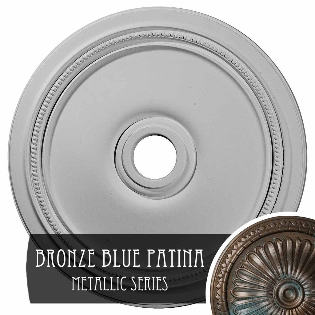 24x22OD x 3 5/8x22ID x 1 1/4x22P Hand-Painted Bronze Blue Patina Ceiling Medallion B632378