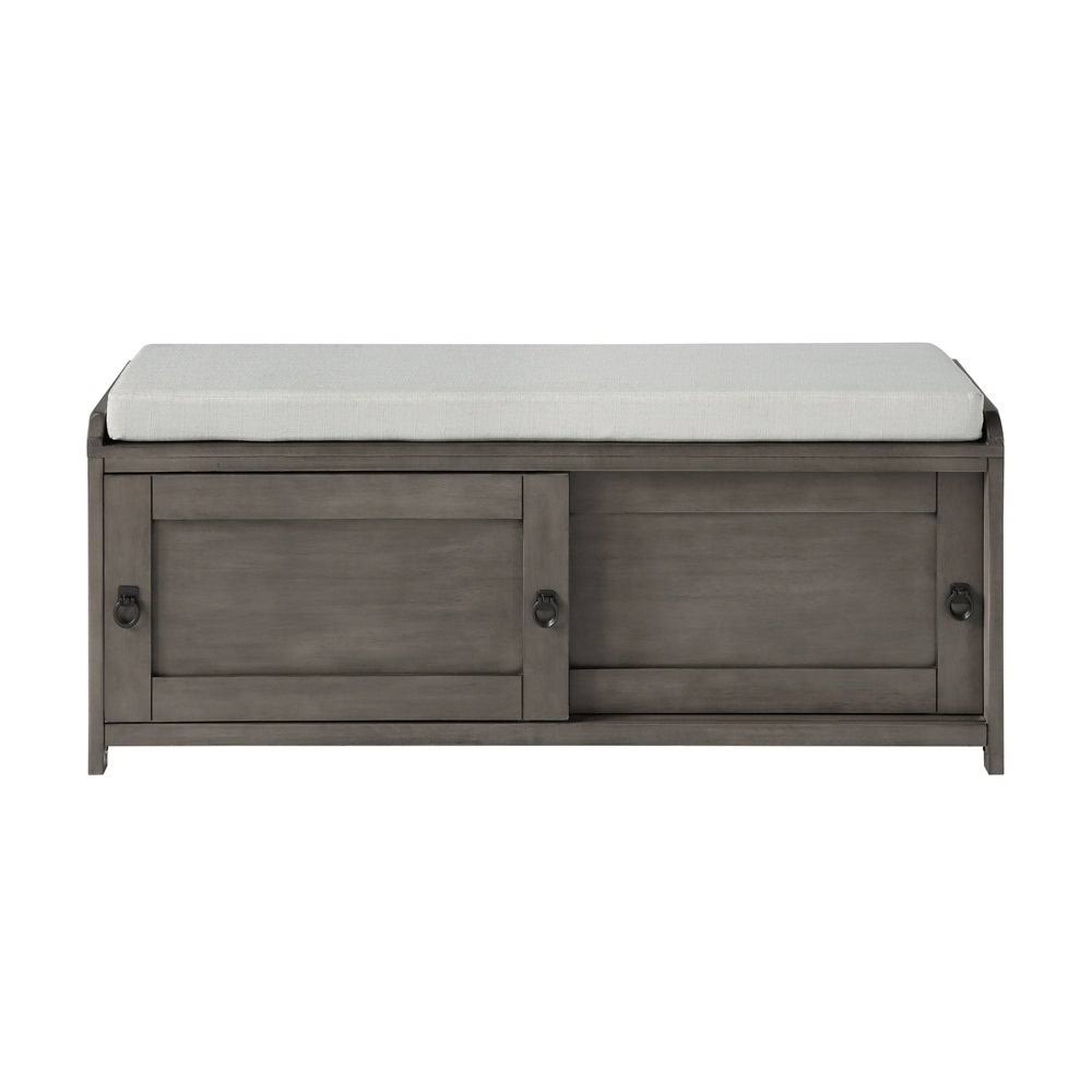Grey Wood Storage Bench with Cabinets J860859