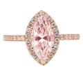 2.38ct Marquise Cut Pink Simulated Diamond 14k Pink Rose Gold Halo Ring Size 10 G62893