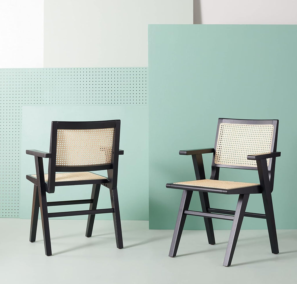 White/Natural French Cane Arm Chair (Set of 2) D439