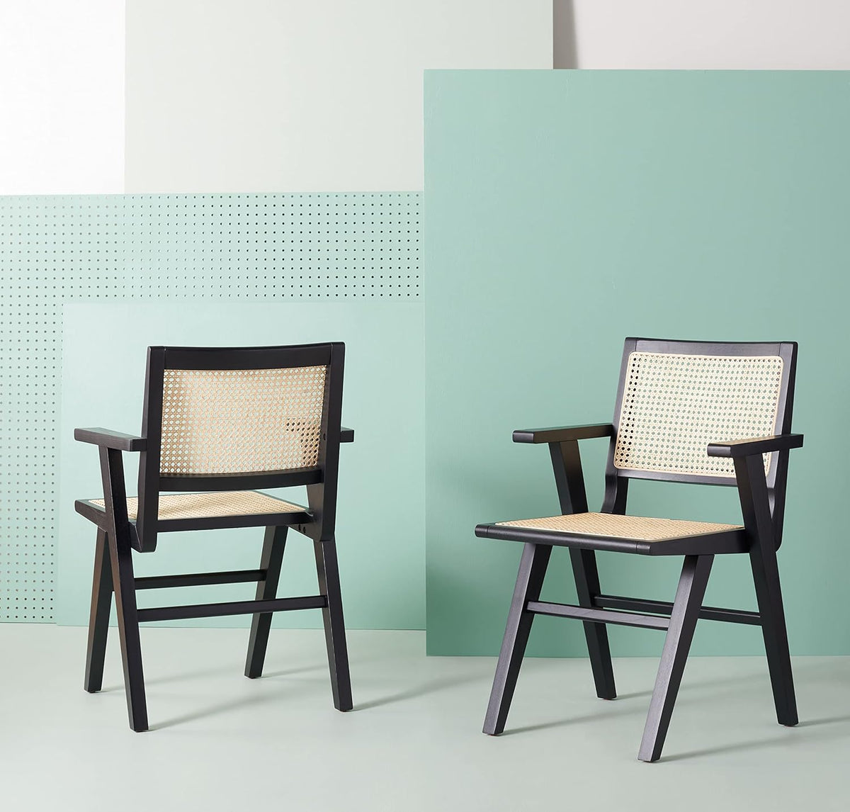 White/Natural French Cane Arm Chair (Set of 2) D439