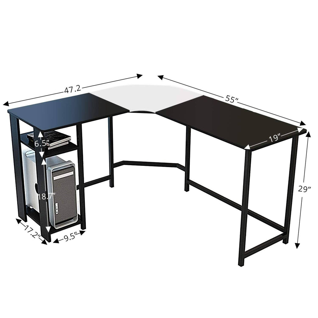 L Shaped Office Desk Computer Desk Table Corner Set Black I77429