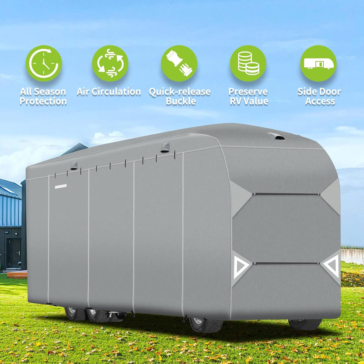 Class A RV Cover for 30-33’ with Side Door Access J650689