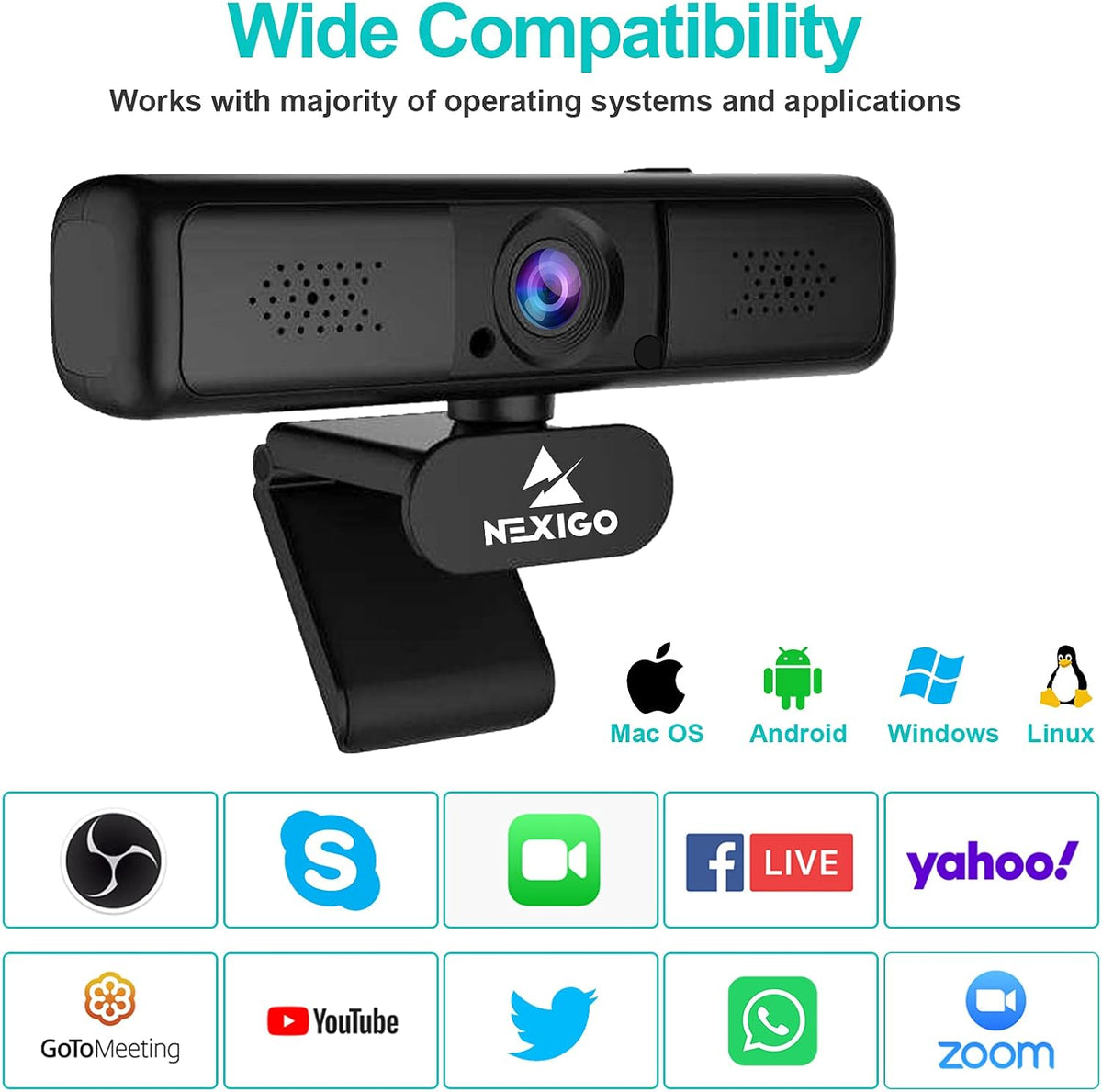 2K 4MP Zoomable Webcam with Privacy Cover & Dual Microphone O965298