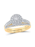14kt Yellow Gold Diamond Halo Bridal Ring Set 1 Cttw A87301
