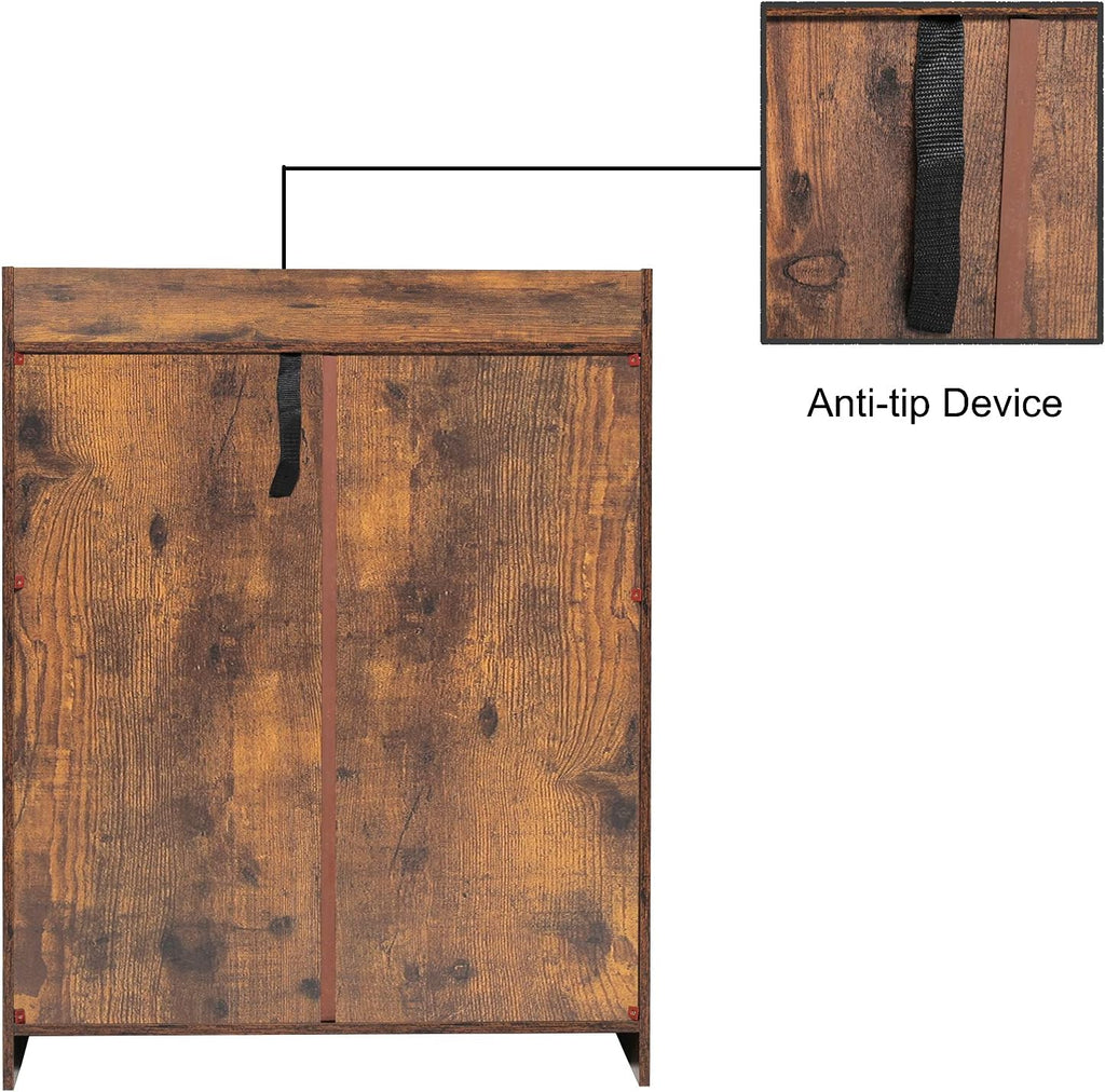 Rustic Brown Storage Cabinet with 2 Doors & Drawers K218