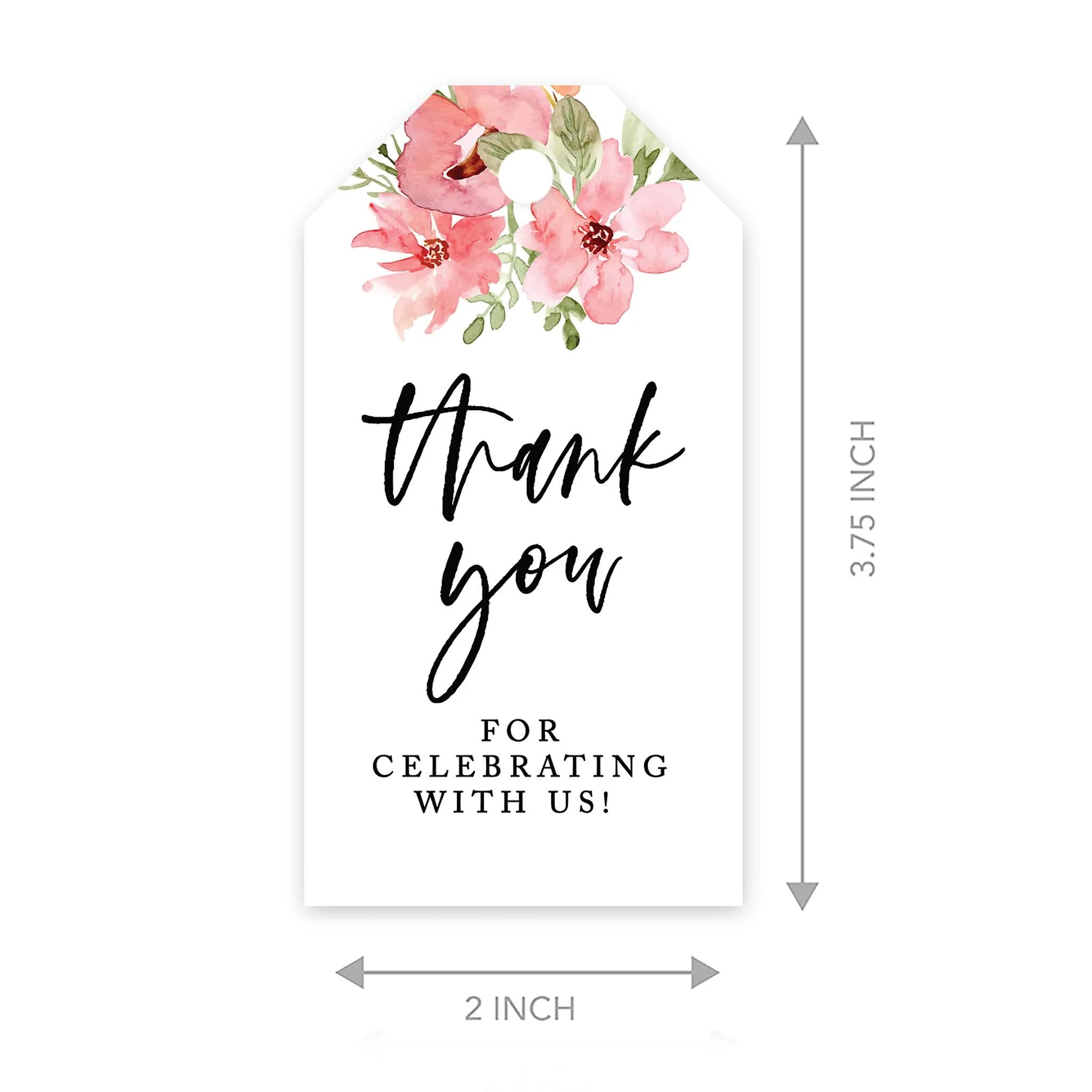 Coral Watercolor Florals Cardstock Gift Tags 100-Pk H3281