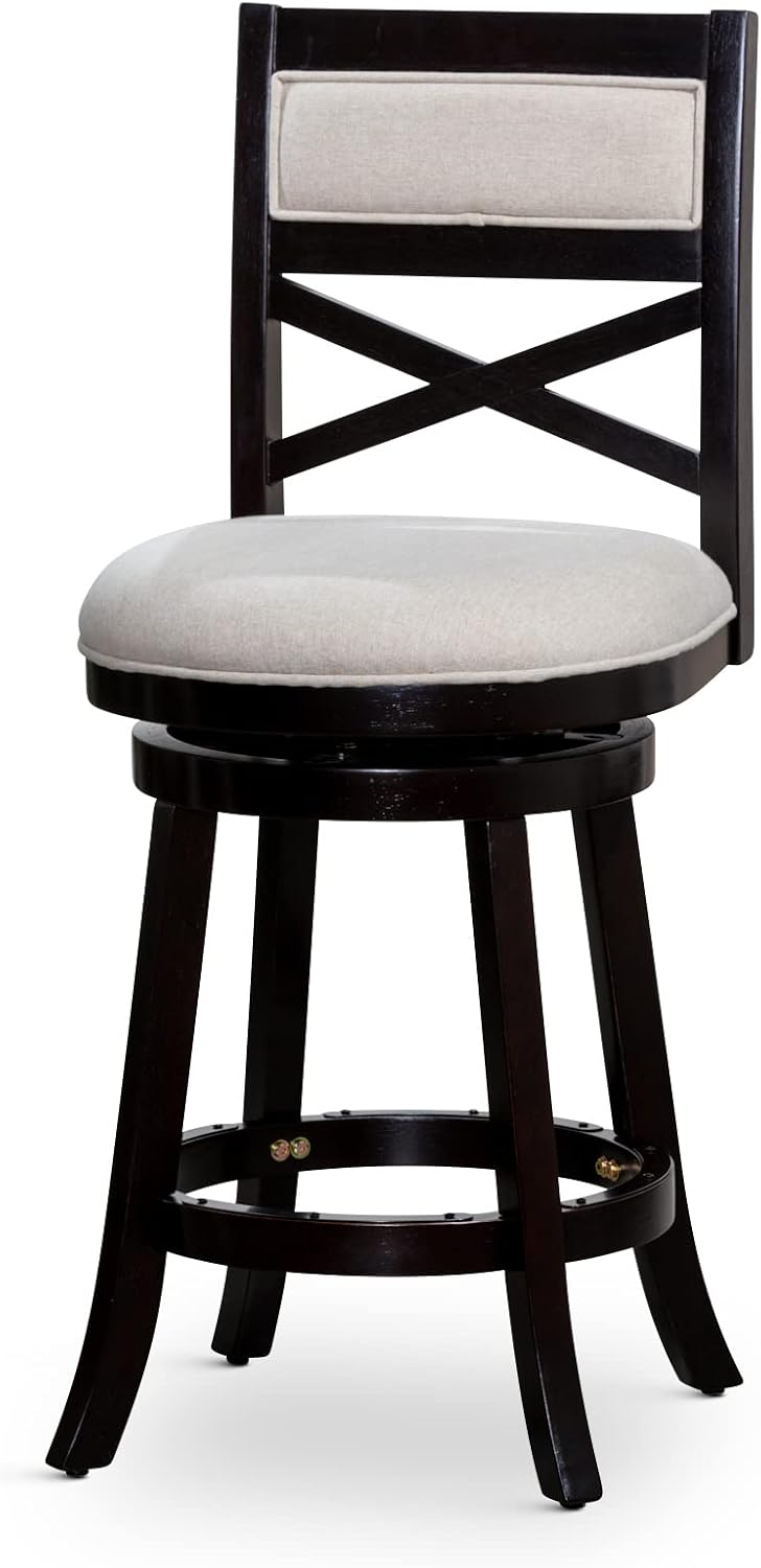 Black Leather Seat Swivel Stool, 24” Counter Height B5961