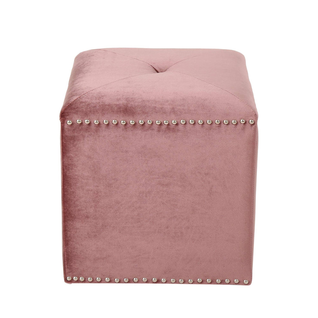 Pink Tufted Square Foot Stool Ottoman N952862
