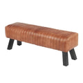 Industrial Bench in Black Wood and Brown Leather U926