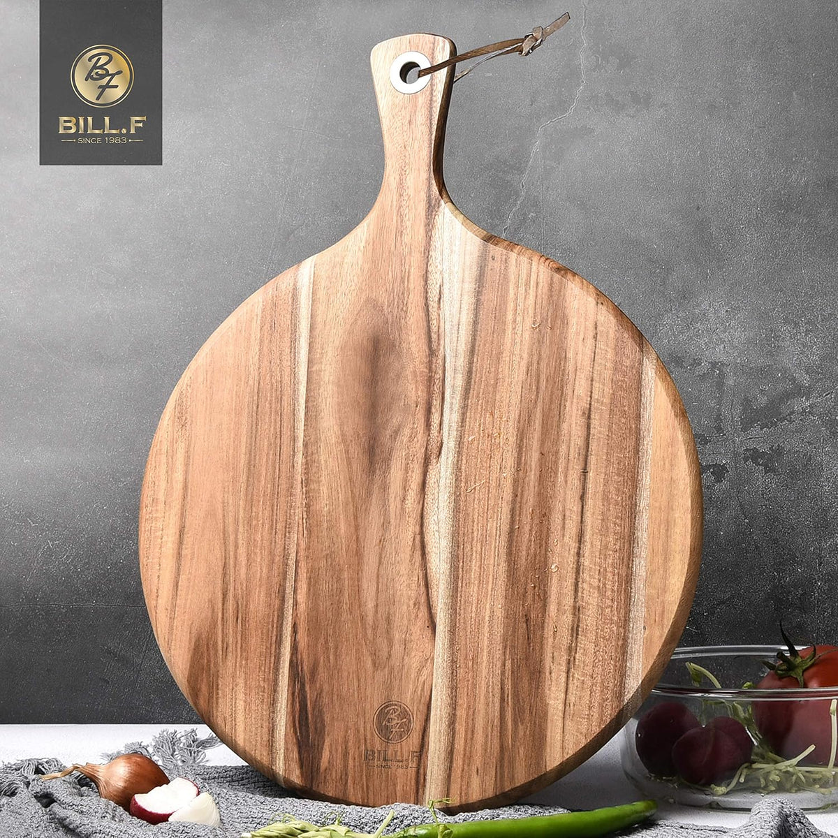 Acacia Wood Pizza Peel Cutting Board Cheese Paddle Board Bread and Crackers Platter with Handle 16 x 12 x 0.5 Inch Pack of 2 J8168