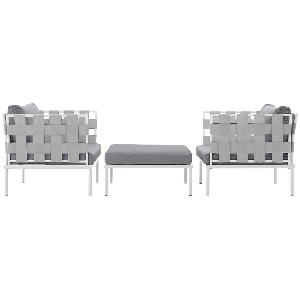White Gray 3 Piece Aluminum Patio Sectional Sofa Set R463