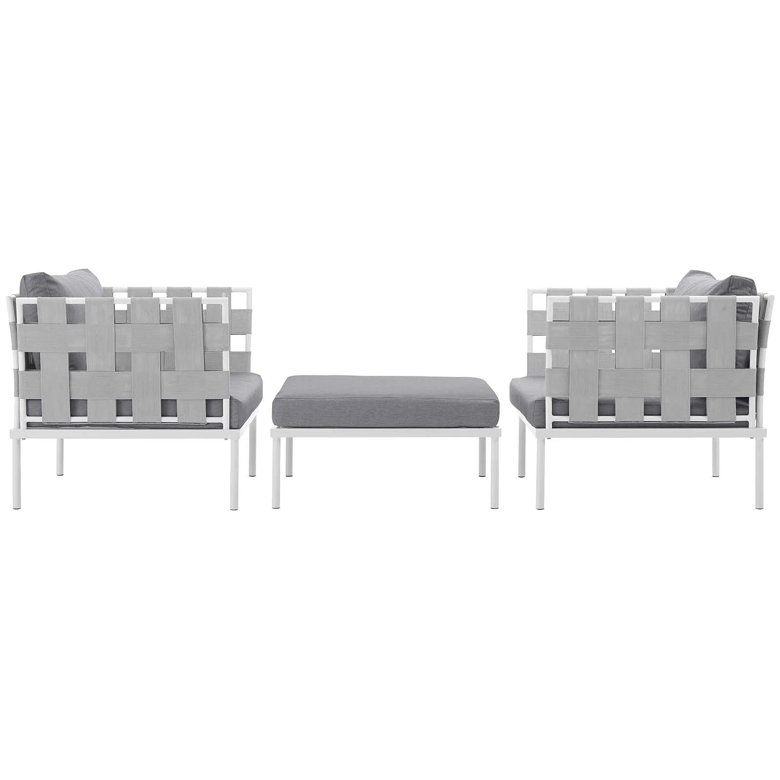 White Gray 3 Piece Aluminum Patio Sectional Sofa Set R463
