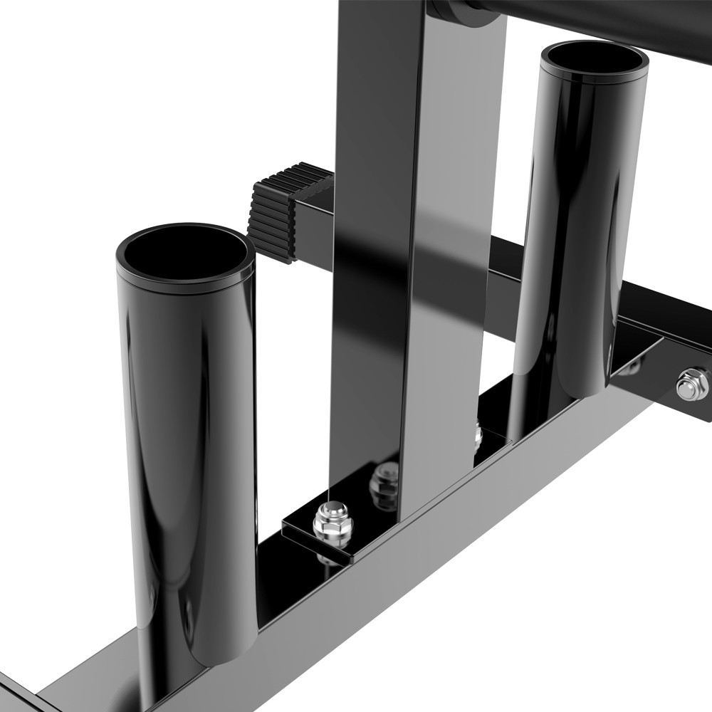 Black Olympic Weight Plate & Barbell Tree Stand Rack O830