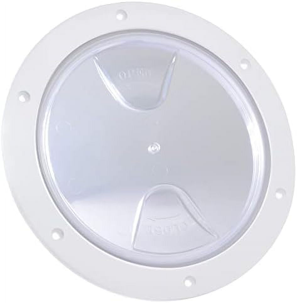 Round Inspection Deck Plate With Detachable Clear Lid, UV-Resistant White Plastic D5429