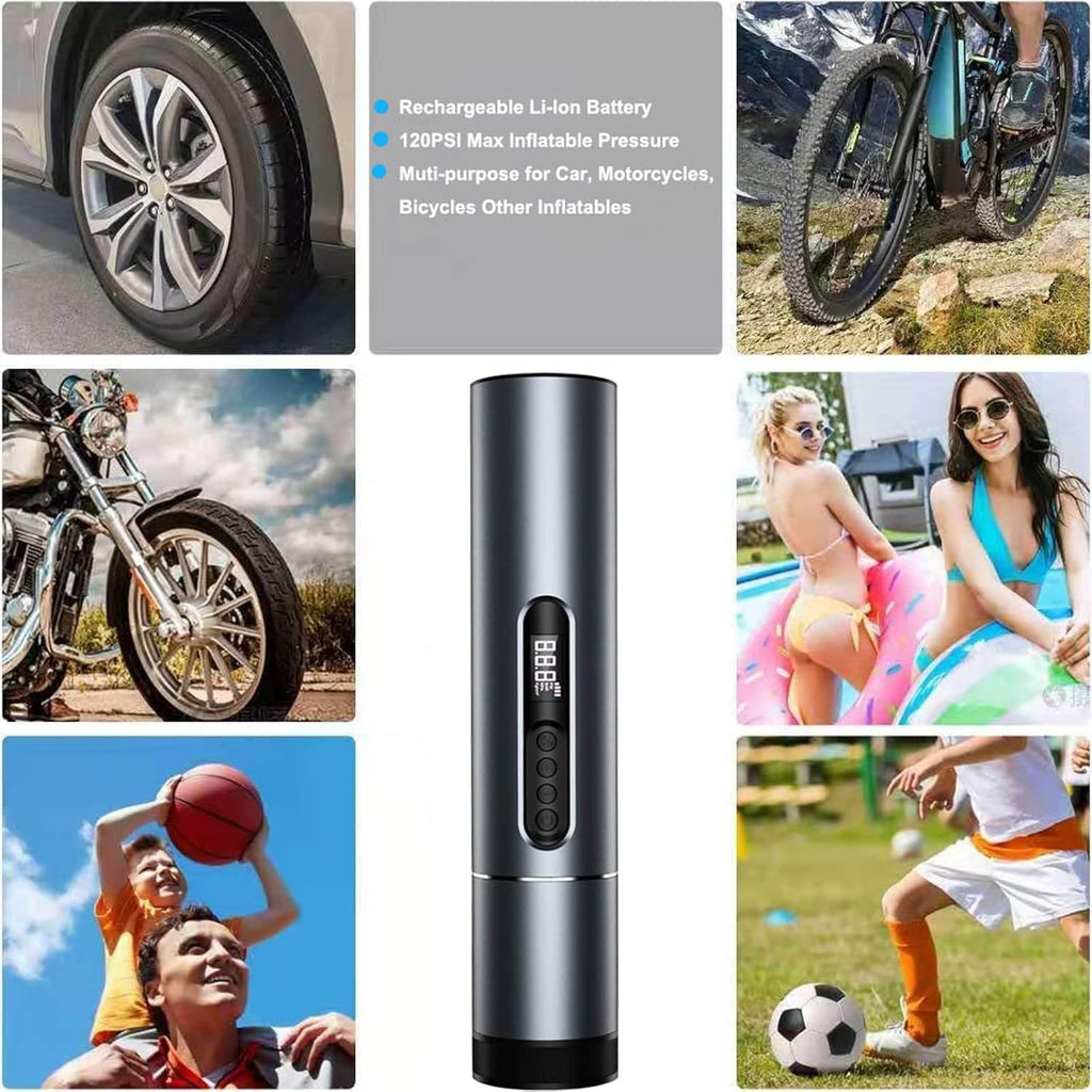 Handheld Air Compressor Portable Inflator, 6600mAh Rechargeable 120PSI Tire Pump with LED Display R229306