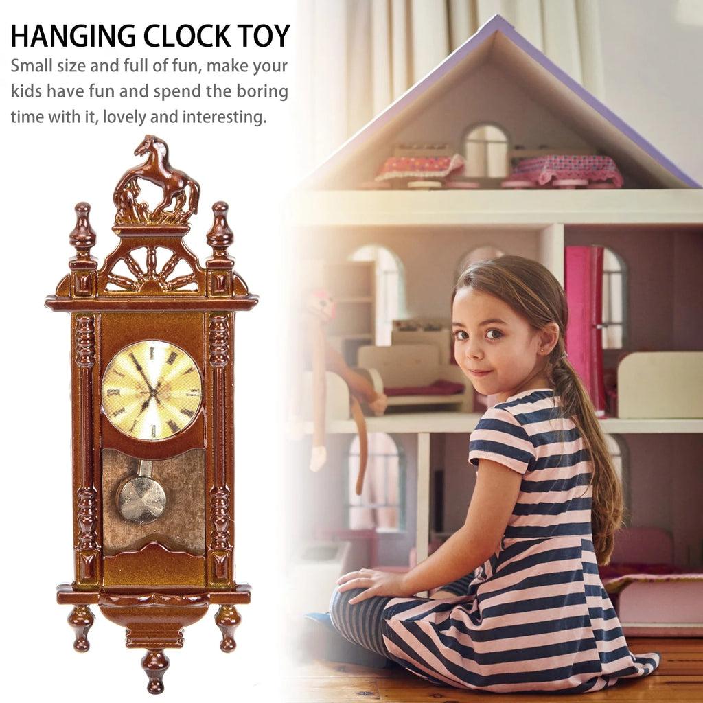 Metal Dollhouse Hanging Clock Toy Doll Furniture E4207